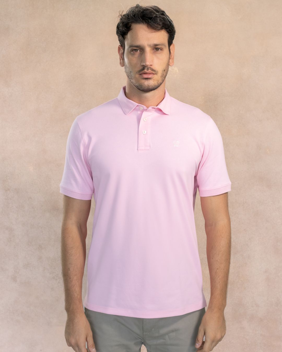 Polo Antimanchas Cuello Rígido Rosado - Regular Fit