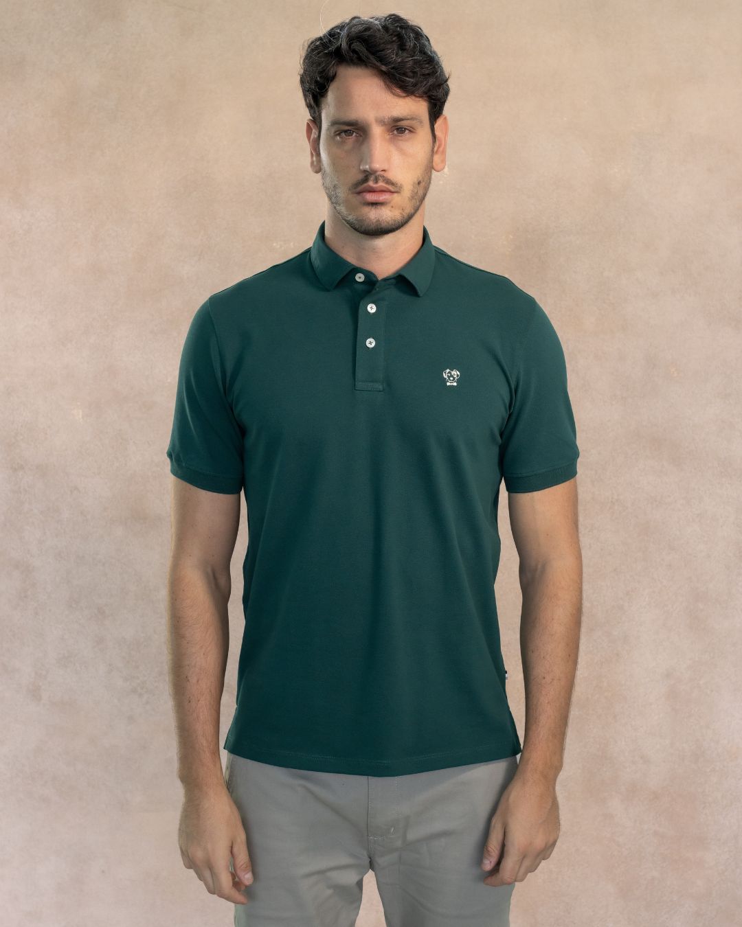 Polo Antimanchas Cuello Rígido Verde Esmeralda - Regular Fit