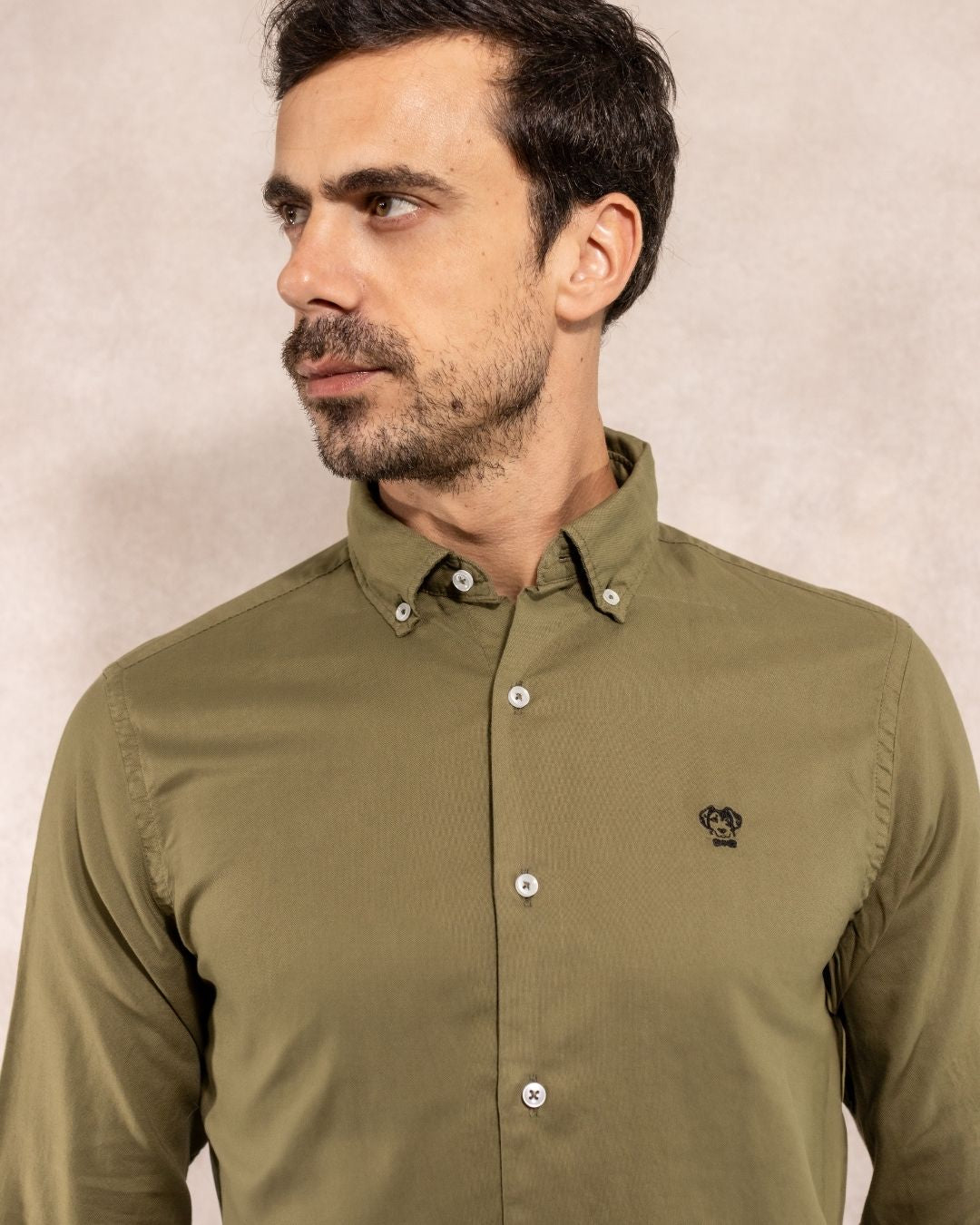 Camisa Antimanchas Oxford Verde Militar - Regular Fit