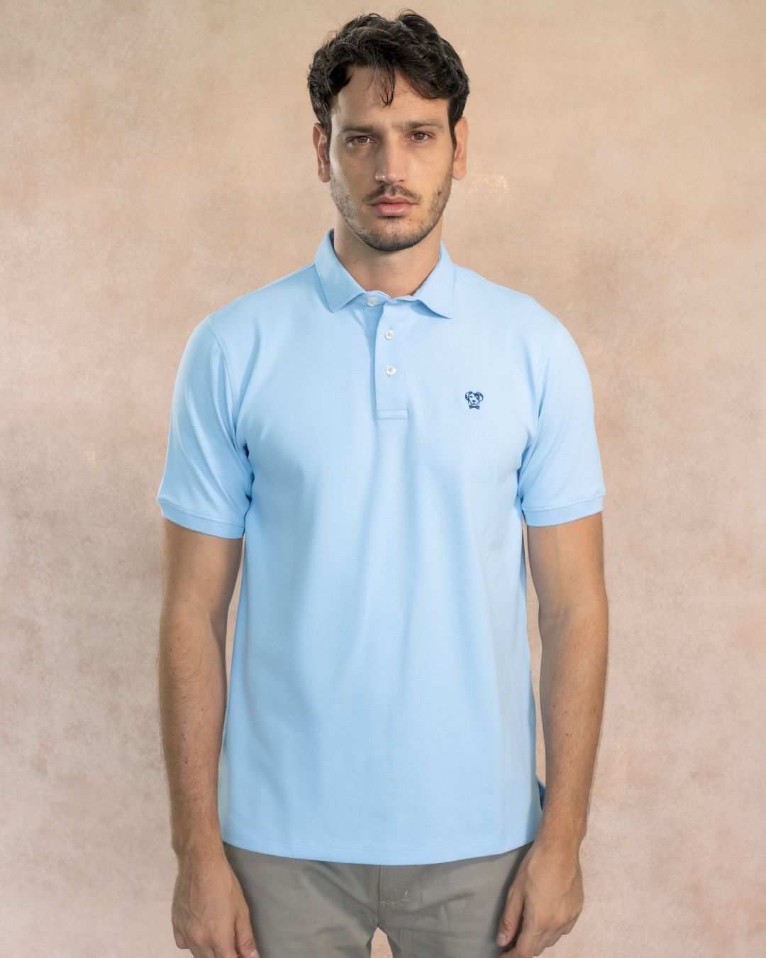 Polo Antimanchas Cuello Rígido Azul Celeste - Regular Fit
