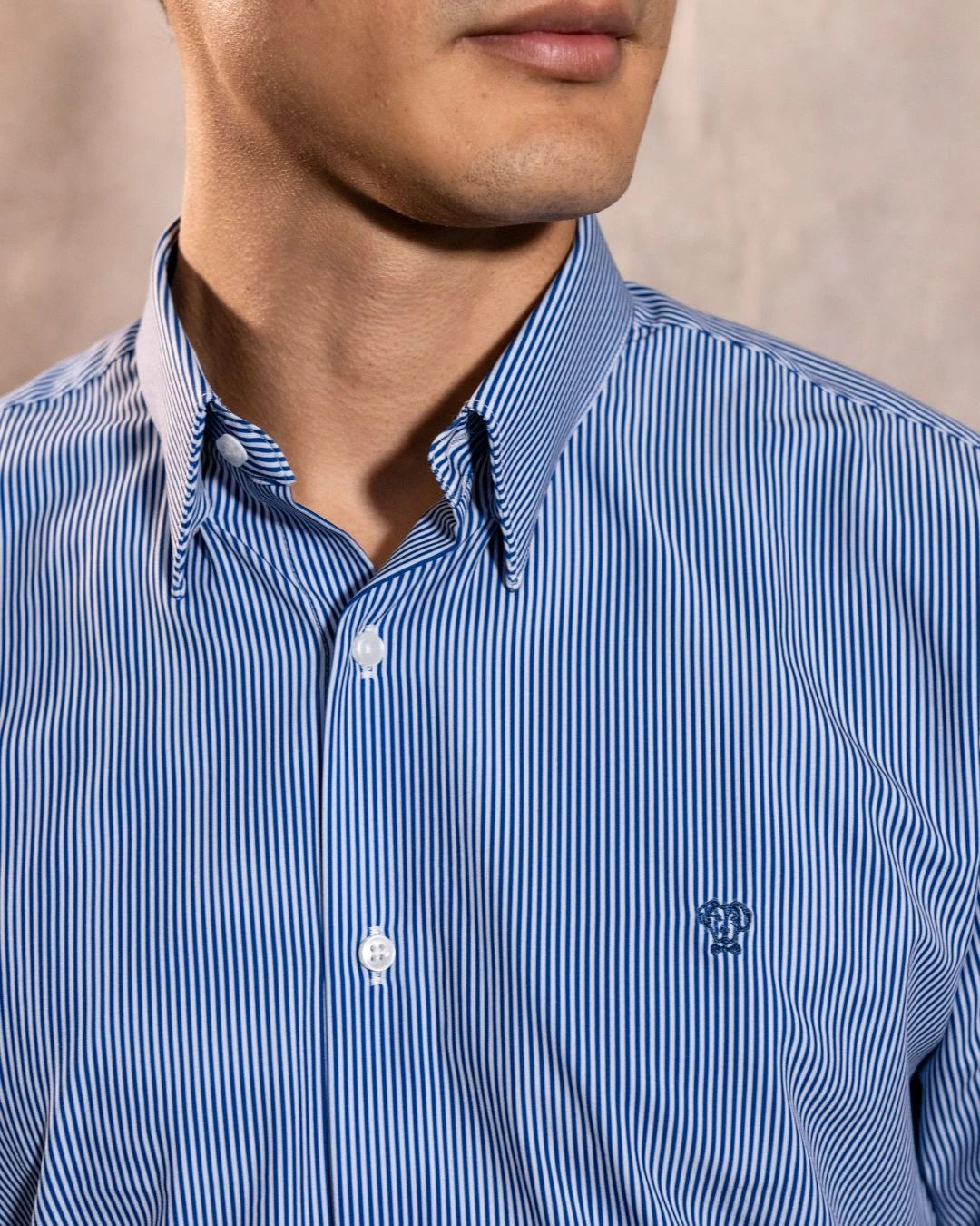 Camisa Performance Antiarrugas Rayas Azul Oscuro