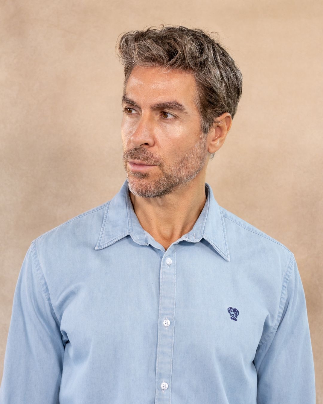 Camisa Antimanchas Denim Azul Sky - Regular Fit