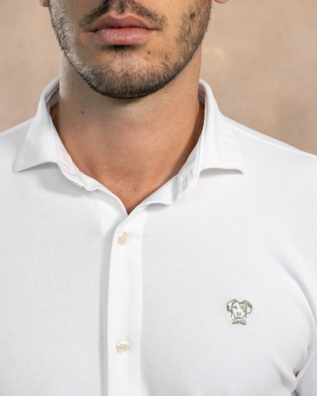 Camisa Antimanchas Piqué Ivory - Regular Fit
