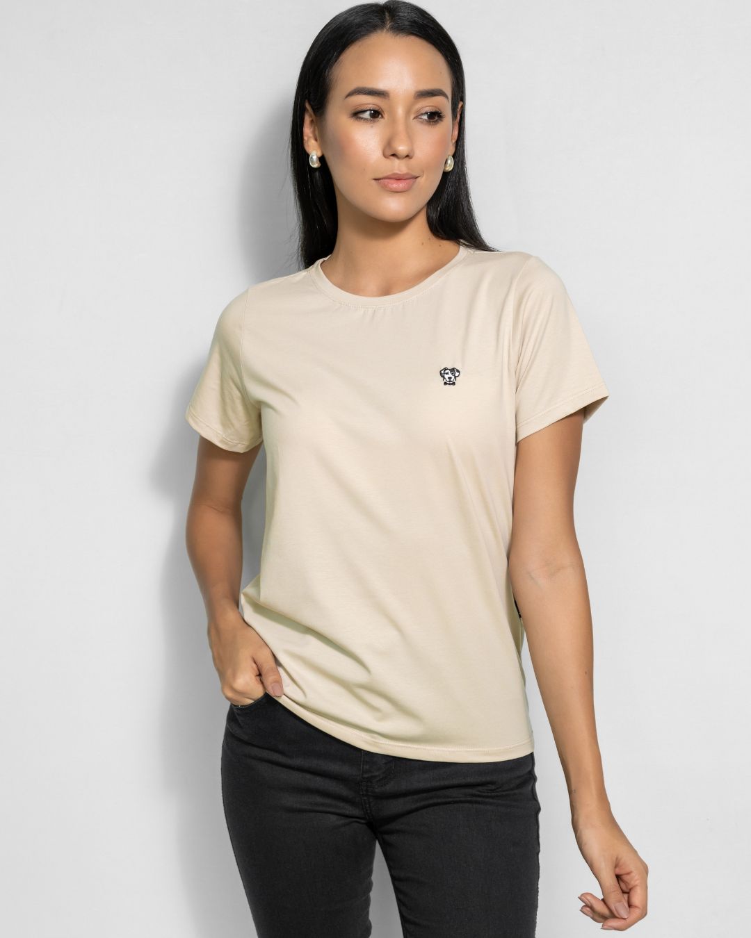 Camiseta Antimanchas de Mujer Arena Logo Negra