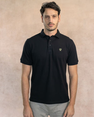 Polo Antimanchas Cuello Rígido Negro - Regular Fit