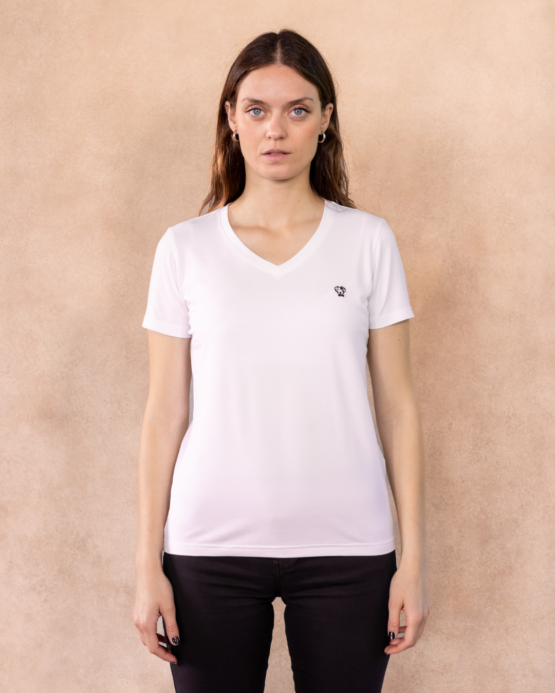 Camiseta Antimanchas Cuello V Blanca