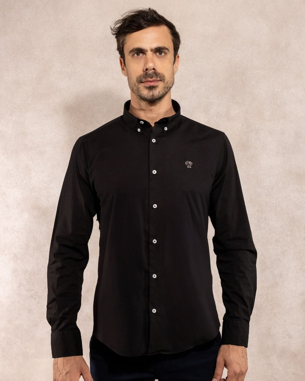 Camisa Antimanchas Popelina Negro - Regular Fit
