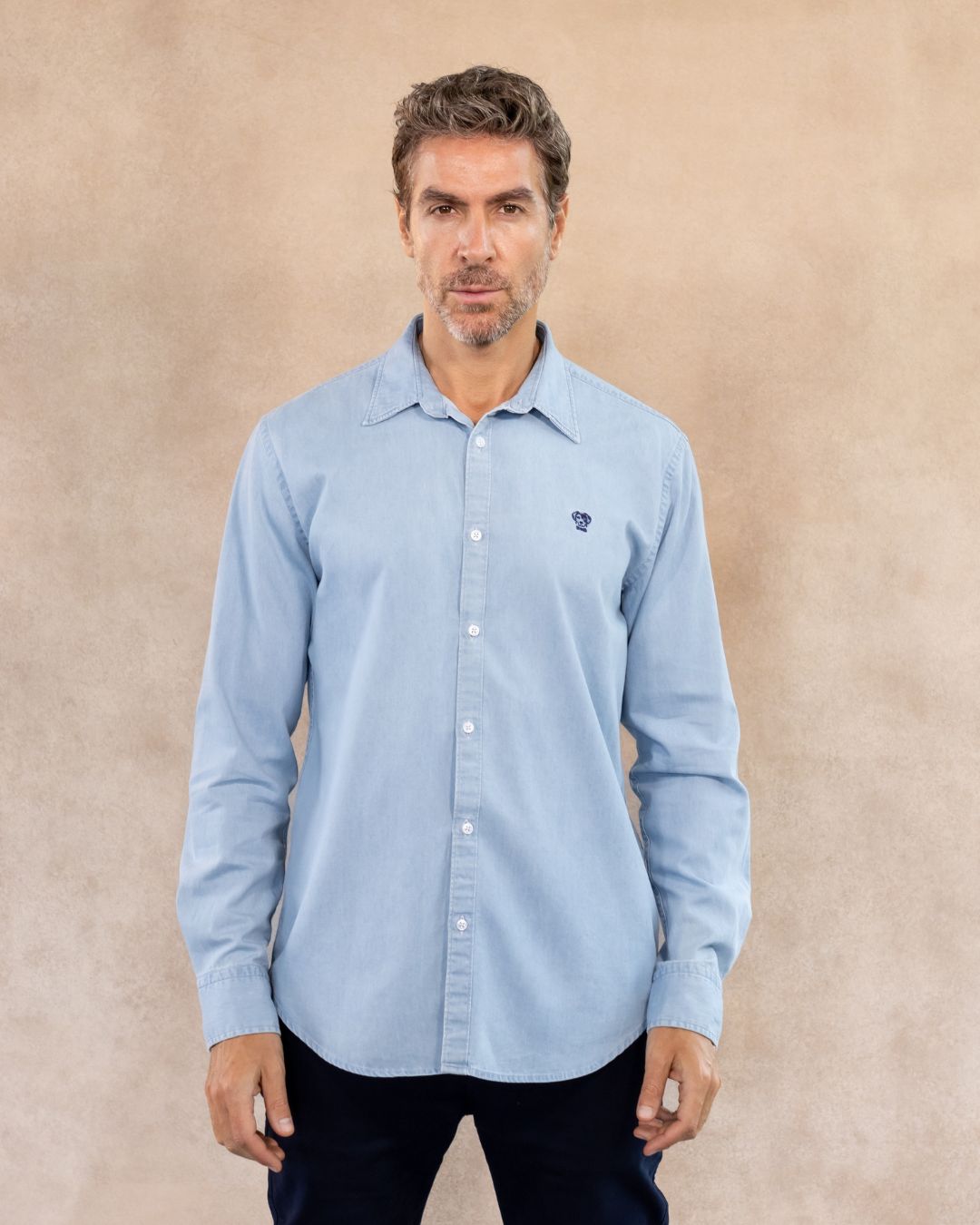 Camisa Antimanchas Denim Azul Sky - Regular Fit