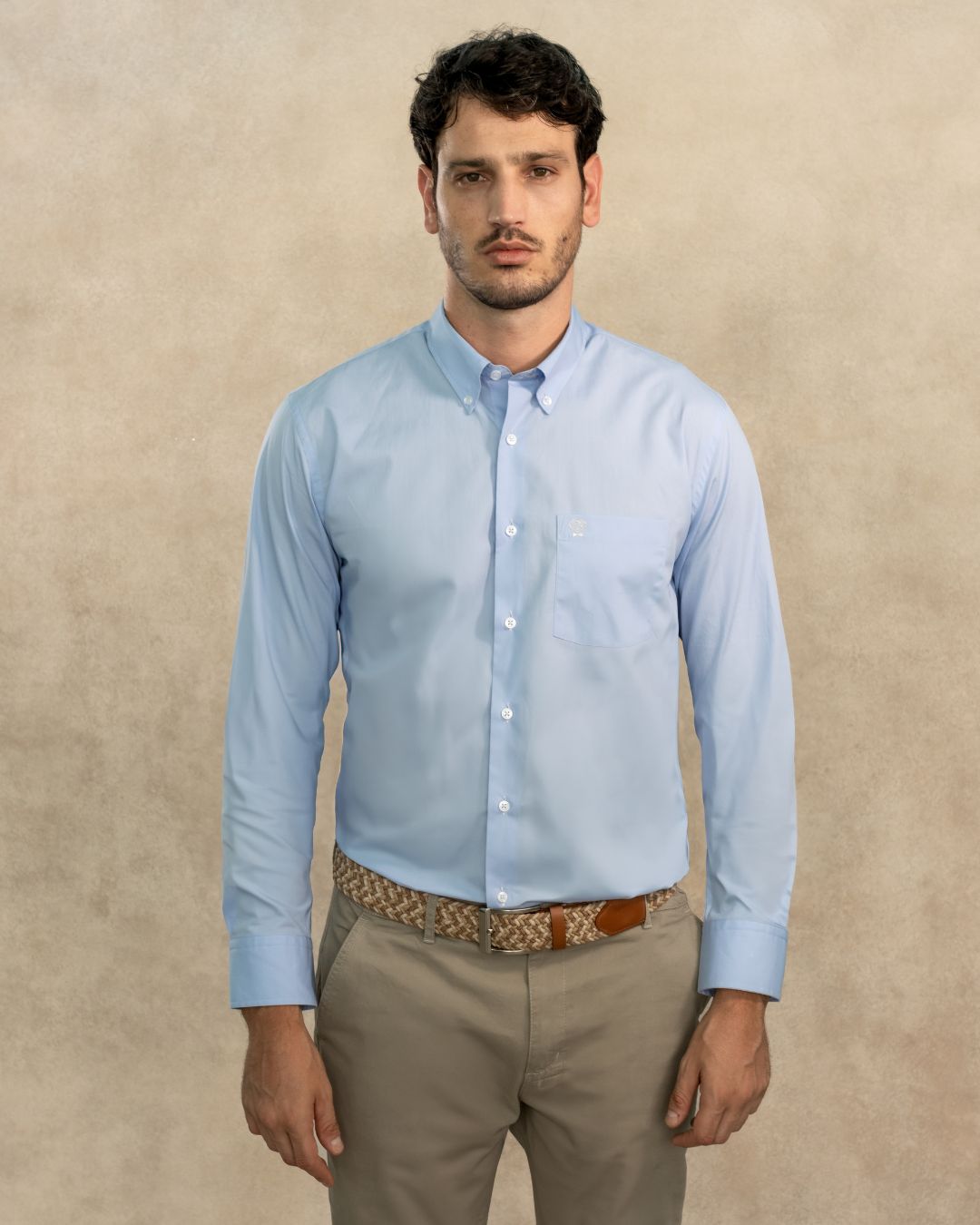 Camisa Antimanchas Popelina Light Blue Con Bolsillo - Regular Fit
