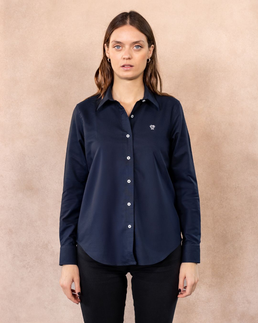 Camisa Antimanchas Oxford de Mujer Azul Navy - Regular Fit