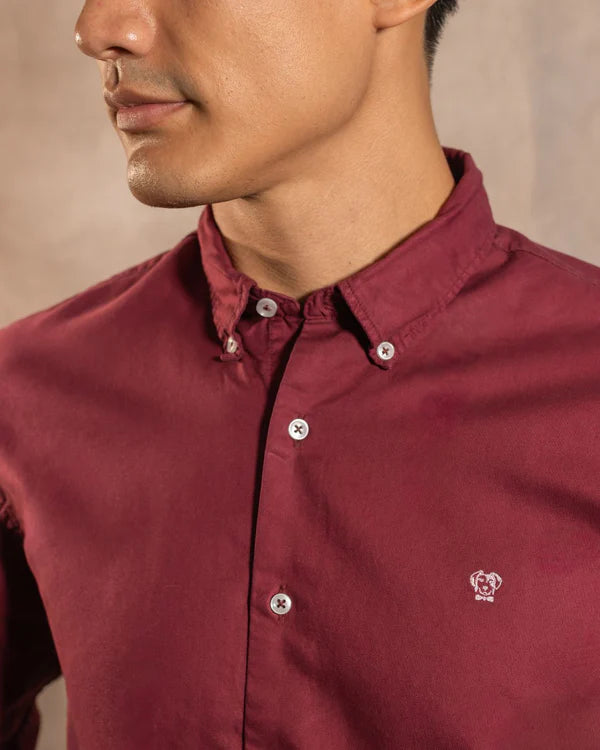 Camisa Antimanchas Oxford Cloth Burgundy