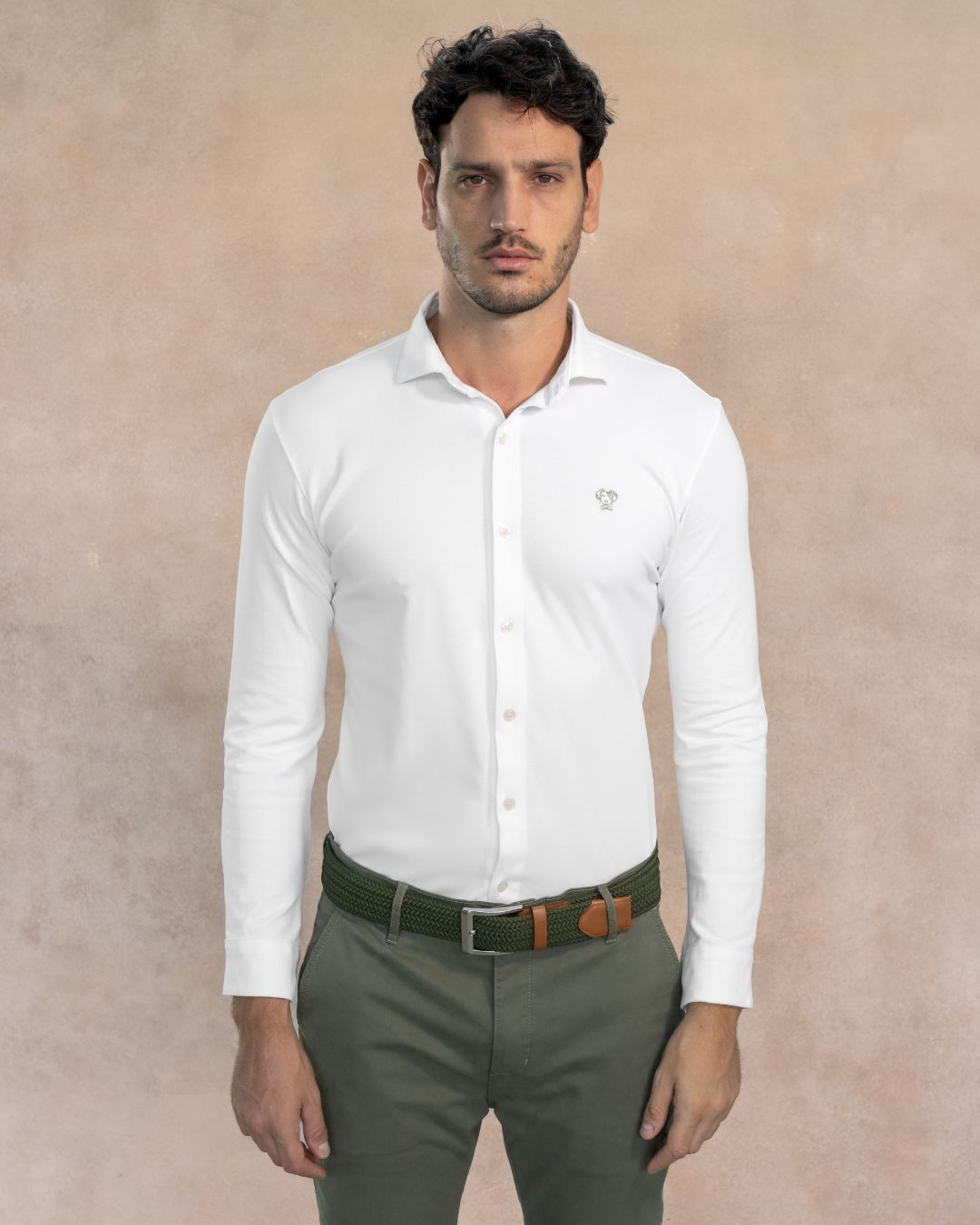 Camisa Antimanchas Piqué Ivory - Regular Fit