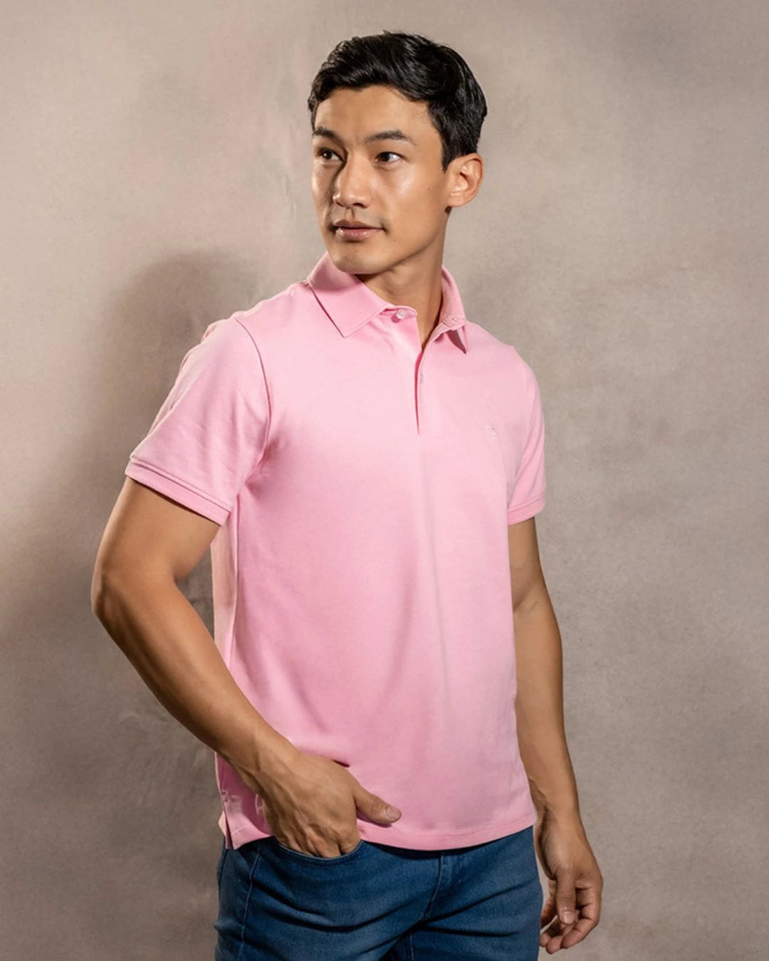 Polo Antimanchas Cuello Rígido Rosado - Regular Fit